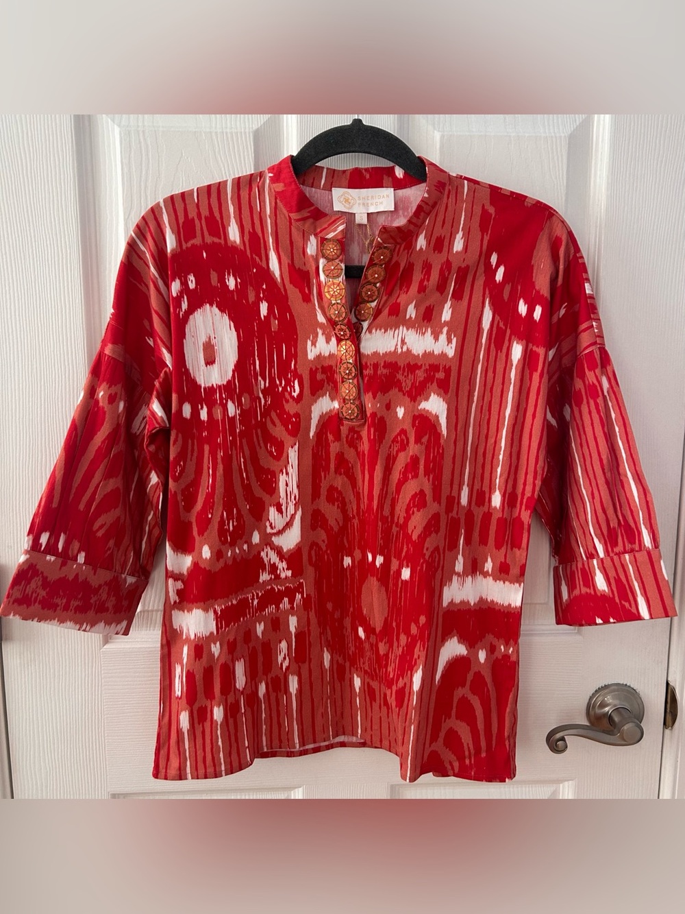 Sheridan French Drew Blouse | Coral Moroccan Ikat | Tunic